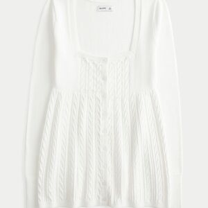 Hollister square neck babydoll cable knit sweater